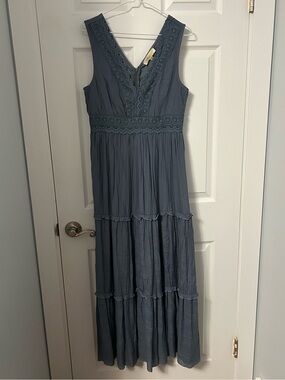 Rebellion | Dresses | Rebellion Fern Green Crochet Lace Accent Sleeveless Maxi Dress Xs